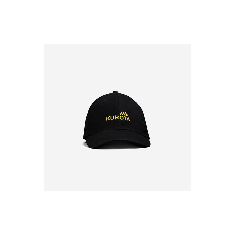 czarna czapka z daszkiem z żółtym logo Kubota