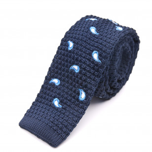 Krawat knit granatowy w łezki