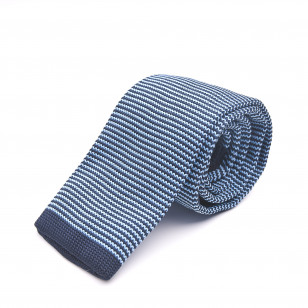 Krawat knit gładki granatowo - niebieski