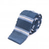 Krawat knit niebiesko - białe paski