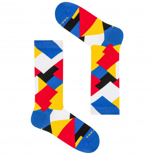 kolorowe skarpetki TAKAPARA w geometryczny wzór w kolorach Kobro