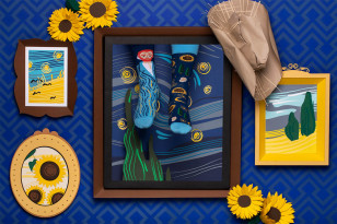 Skarpety "Prawdziwy Vincent" - portret van Gogha i słoneczniki