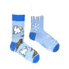 Niebieskie skarpetki z zimowym wzorem w foki i sople od marki Mush