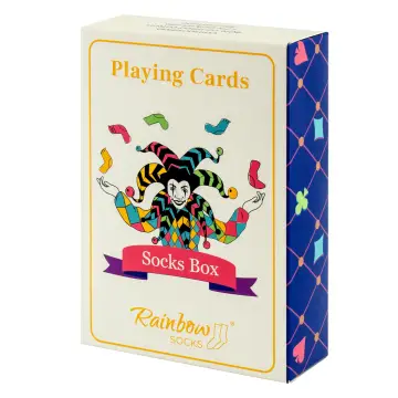Niebieskie Skarpetki z Motywem Kart do Gry w Pudełku od Rainbow Socks