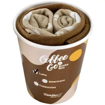 Skarpetki Latte od Rainbow Socks w Kubeczku na Wynos – Idealny Prezent dla Kawoszy