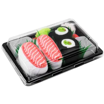 Zestaw dwóch par skarpetek sushi od Rainbow Socks: Nigiri z łososiem i Maki z ogórkiem