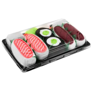Zestaw trzech par skarpetek-sushi od Rainbow Socks: Nigiri z Tuńczykiem, Maki z Ogórkiem i Nigiri z Łososiem