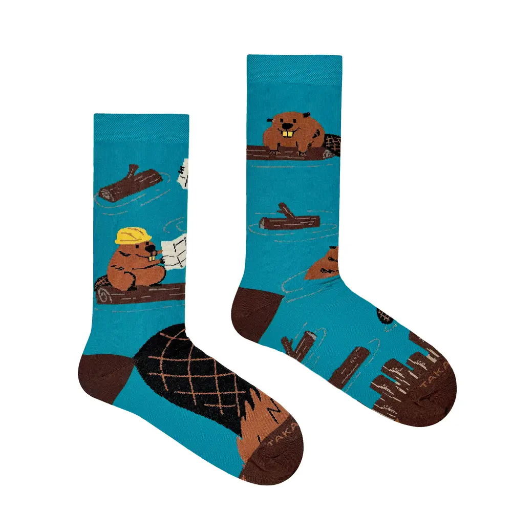 Skarpetki nie do pary Takapara FUN Bobry z motywem bobrów i pni drzew Skarpetki nie do pary Takapara FUN Bobry z motywem bobrów i pni drzew