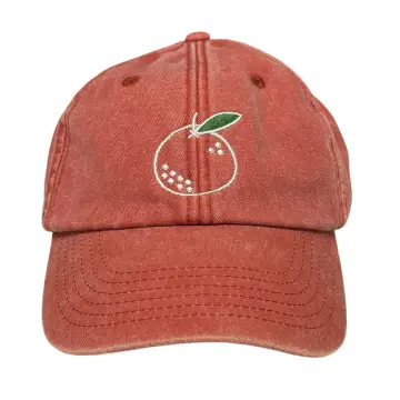 Pomarańczowa czapka z daszkiem z haftem pomarańczy – owocowy vibe
