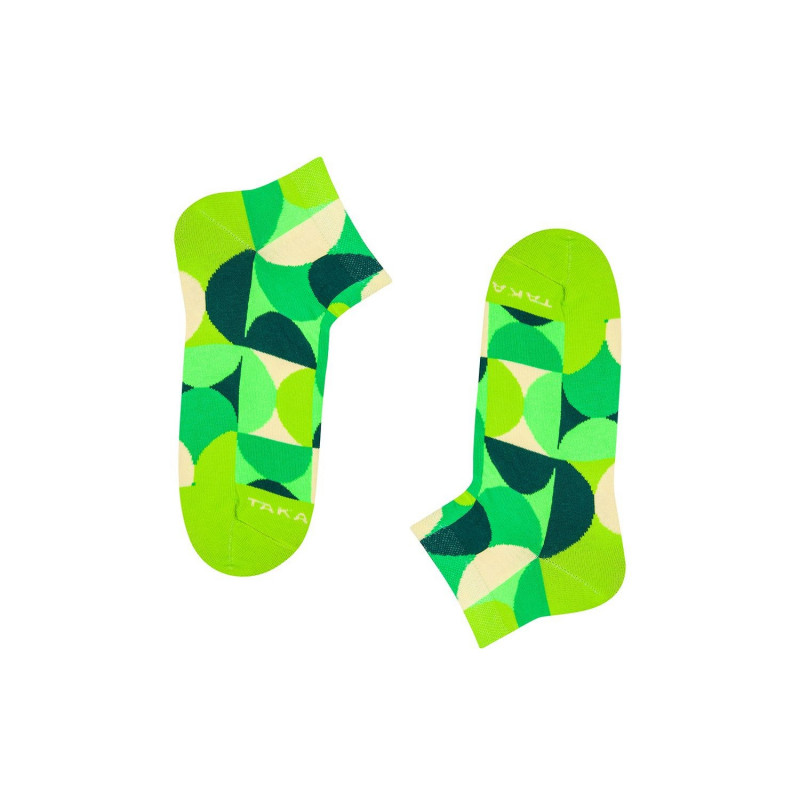 zielone stopki ze wzorem z pomieszanych półokręgów